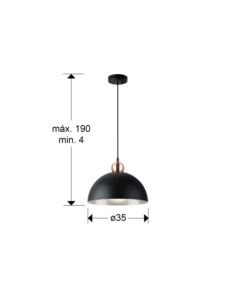 I3-POLO- LAMPARA 1L -NEGRO/COBRE